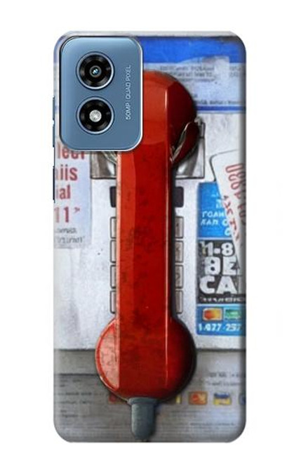 W3925 Collage Vintage Pay Phone Hard Case and Leather Flip Case For Motorola Moto G Play 4G (2024)