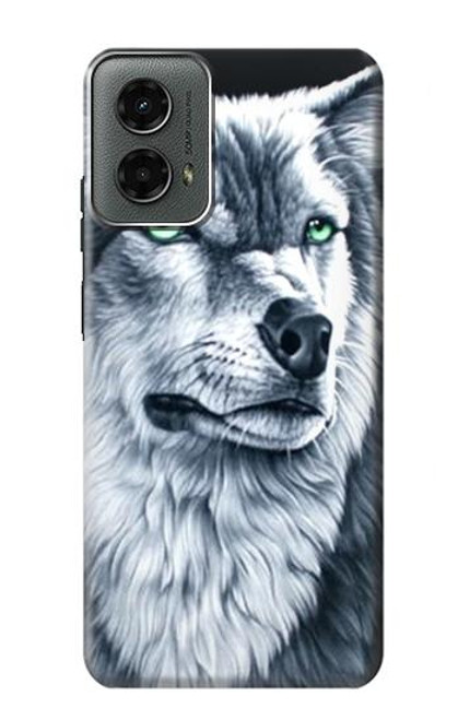 W0123 Grim White Wolf Hard Case and Leather Flip Case For Motorola Moto G 5G (2024)