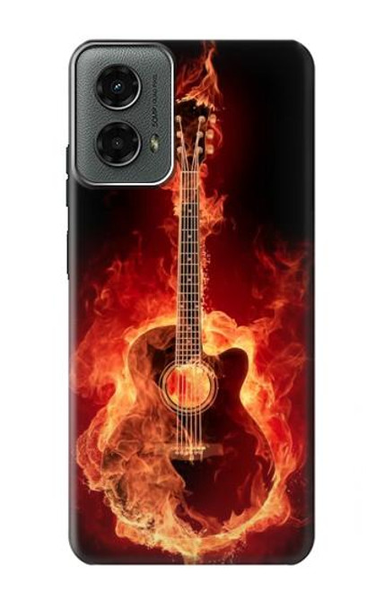 W0415 Fire Guitar Burn Hard Case and Leather Flip Case For Motorola Moto G 5G (2024)