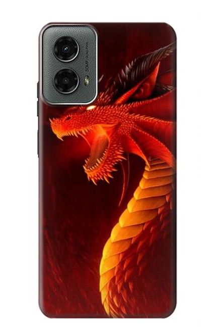 W0526 Red Dragon Hard Case and Leather Flip Case For Motorola Moto G 5G (2024)