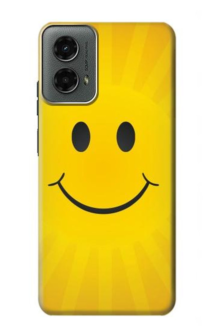 W1146 Yellow Sun Smile Hard Case and Leather Flip Case For Motorola Moto G 5G (2024)