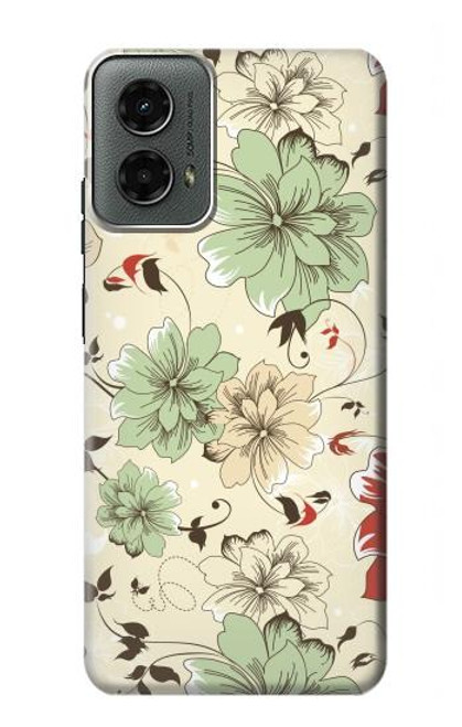 W2179 Flower Floral Vintage Art Pattern Hard Case and Leather Flip Case For Motorola Moto G 5G (2024)