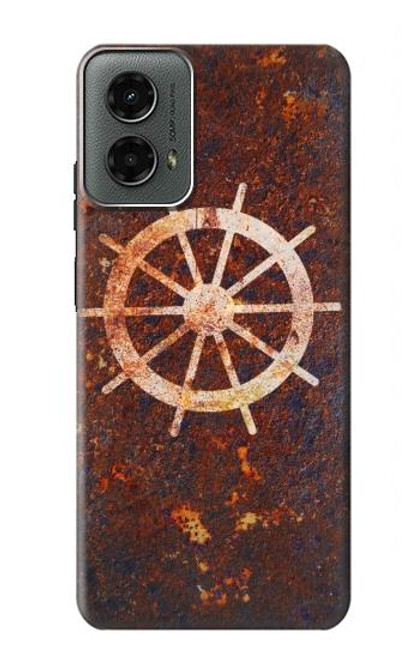 W2766 Ship Wheel Rusty Texture Hard Case and Leather Flip Case For Motorola Moto G 5G (2024)