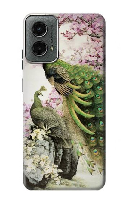 W2773 Peacock Chinese Brush Painting Hard Case and Leather Flip Case For Motorola Moto G 5G (2024)