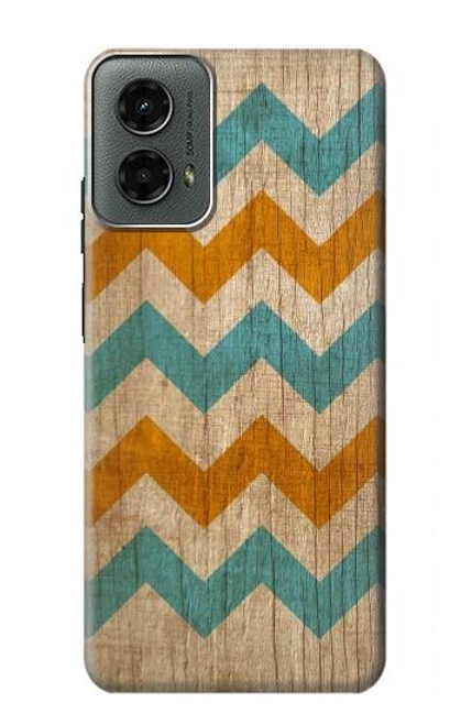 W3033 Vintage Wood Chevron Graphic Printed Hard Case and Leather Flip Case For Motorola Moto G 5G (2024)