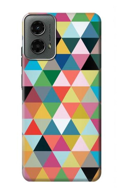 W3049 Triangles Vibrant Colors Hard Case and Leather Flip Case For Motorola Moto G 5G (2024)