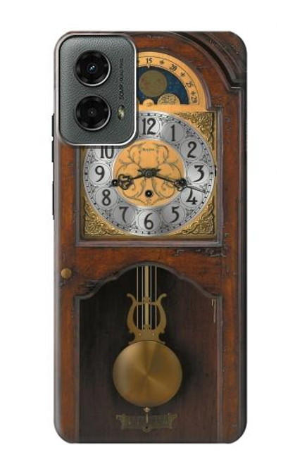 W3173 Grandfather Clock Antique Wall Clock Hard Case and Leather Flip Case For Motorola Moto G 5G (2024)