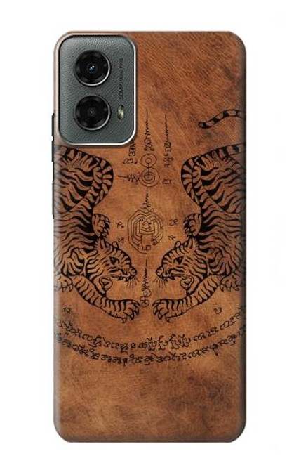 W3209 Sak Yant Twin Tiger Hard Case and Leather Flip Case For Motorola Moto G 5G (2024)