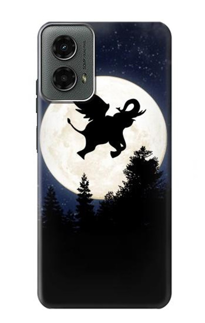 W3323 Flying Elephant Full Moon Night Hard Case and Leather Flip Case For Motorola Moto G 5G (2024)