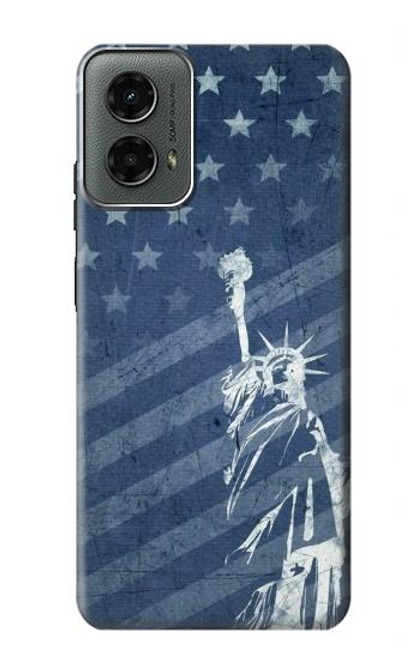 W3450 US Flag Liberty Statue Hard Case and Leather Flip Case For Motorola Moto G 5G (2024)