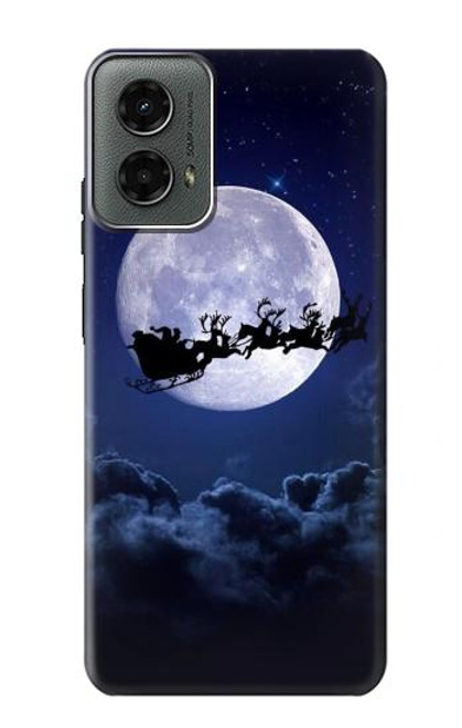 W3508 Xmas Santa Moon Hard Case and Leather Flip Case For Motorola Moto G 5G (2024)