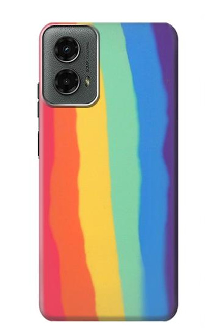 W3799 Cute Vertical Watercolor Rainbow Hard Case and Leather Flip Case For Motorola Moto G 5G (2024)