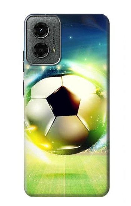 W3844 Glowing Football Soccer Ball Hard Case and Leather Flip Case For Motorola Moto G 5G (2024)