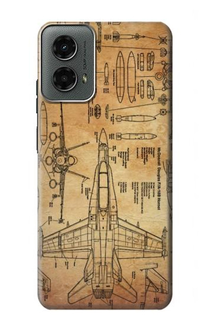 W3868 Aircraft Blueprint Old Paper Hard Case and Leather Flip Case For Motorola Moto G 5G (2024)