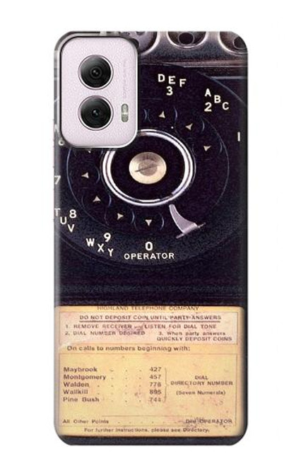 W0086 Payphone Vintage Hard Case and Leather Flip Case For Motorola Moto G Power 5G (2024)