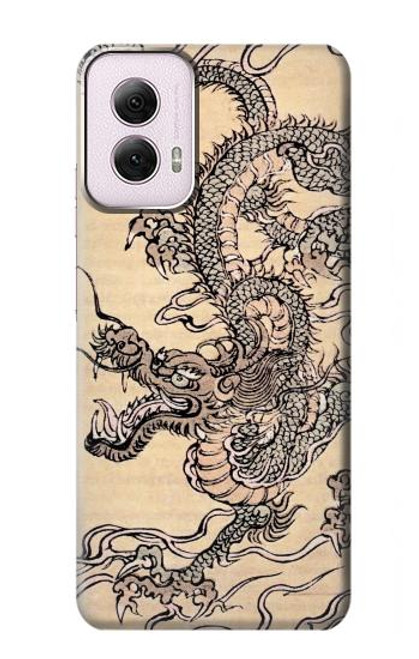 W0318 Antique Dragon Hard Case and Leather Flip Case For Motorola Moto G Power 5G (2024)