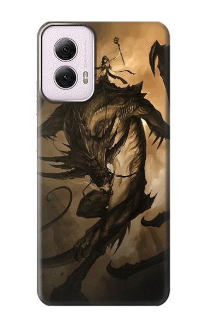 W0388 Dragon Rider Hard Case and Leather Flip Case For Motorola Moto G Power 5G (2024)