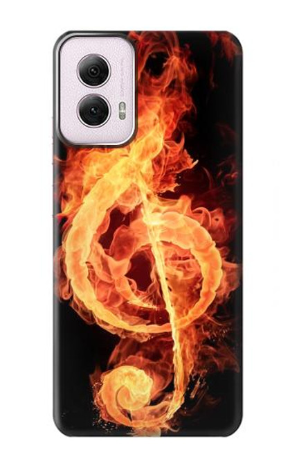 W0493 Music Note Burn Hard Case and Leather Flip Case For Motorola Moto G Power 5G (2024)