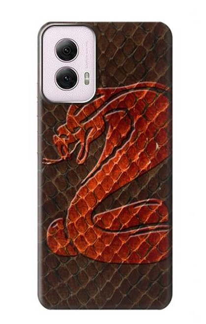 W0663 Cobra Snake Skin Hard Case and Leather Flip Case For Motorola Moto G Power 5G (2024)