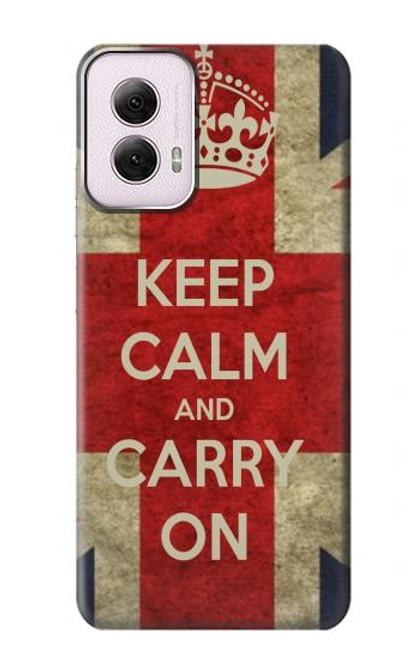 W0674 Keep Calm and Carry On Hard Case and Leather Flip Case For Motorola Moto G Power 5G (2024)