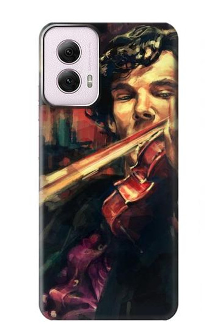 W0723 Violin Art Paint Hard Case and Leather Flip Case For Motorola Moto G Power 5G (2024)