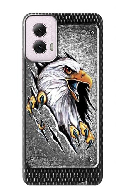 W0855 Eagle Metal Hard Case and Leather Flip Case For Motorola Moto G Power 5G (2024)