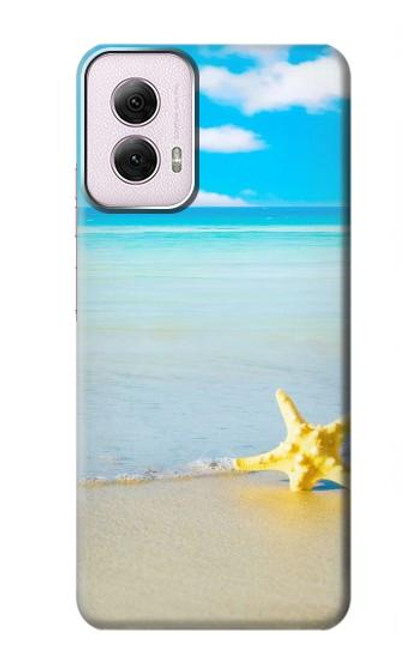 W0911 Relax at the Beach Hard Case and Leather Flip Case For Motorola Moto G Power 5G (2024)