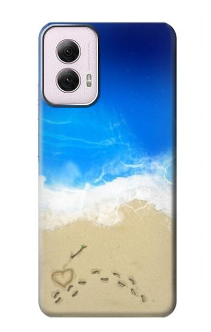 W0912 Relax Beach Hard Case and Leather Flip Case For Motorola Moto G Power 5G (2024)