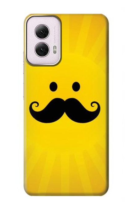 W1145 Yellow Mustache Sun Hard Case and Leather Flip Case For Motorola Moto G Power 5G (2024)