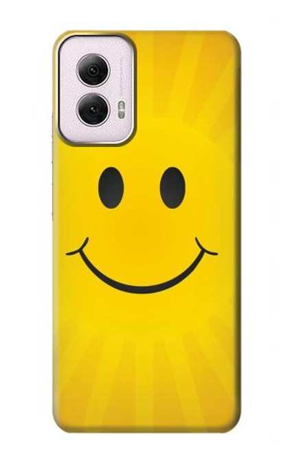 W1146 Yellow Sun Smile Hard Case and Leather Flip Case For Motorola Moto G Power 5G (2024)