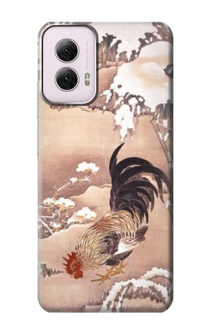 W1332 Ito Jakuchu Rooster Hard Case and Leather Flip Case For Motorola Moto G Power 5G (2024)