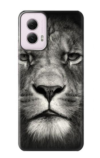 W1352 Lion Face Hard Case and Leather Flip Case For Motorola Moto G Power 5G (2024)