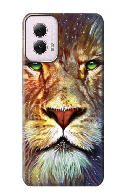 W1354 Lion Hard Case and Leather Flip Case For Motorola Moto G Power 5G (2024)