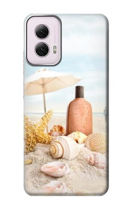 W1425 Seashells on The Beach Hard Case and Leather Flip Case For Motorola Moto G Power 5G (2024)