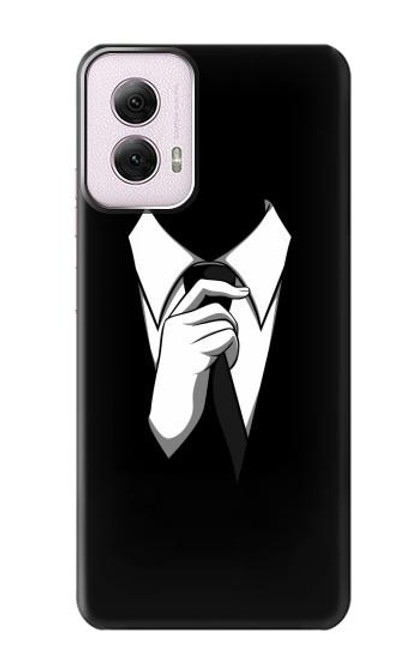 W1591 Anonymous Man in Black Suit Hard Case and Leather Flip Case For Motorola Moto G Power 5G (2024)