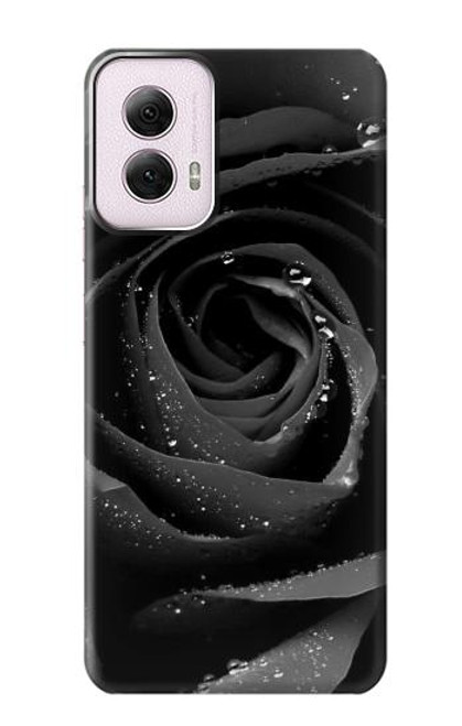 W1598 Black Rose Hard Case and Leather Flip Case For Motorola Moto G Power 5G (2024)