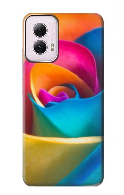 W1671 Rainbow Colorful Rose Hard Case and Leather Flip Case For Motorola Moto G Power 5G (2024)