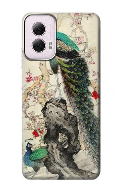 W2086 Peacock Painting Hard Case and Leather Flip Case For Motorola Moto G Power 5G (2024)