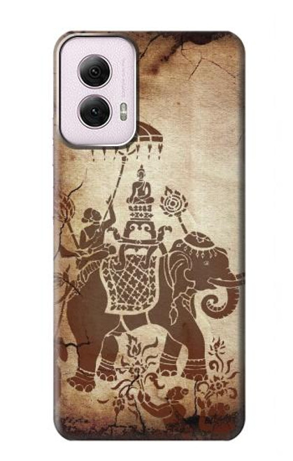 W2102 Thai Art Buddha on Elephant Hard Case and Leather Flip Case For Motorola Moto G Power 5G (2024)