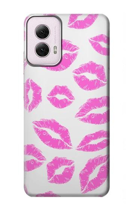 W2214 Pink Lips Kisses Hard Case and Leather Flip Case For Motorola Moto G Power 5G (2024)