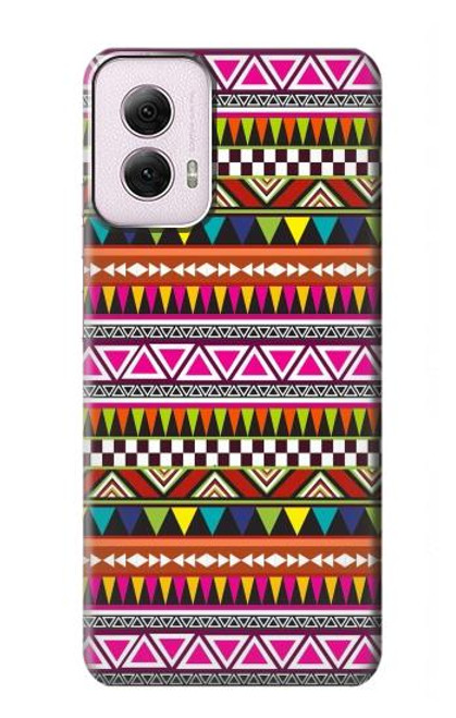 W2292 Aztec Tribal Pattern Hard Case and Leather Flip Case For Motorola Moto G Power 5G (2024)