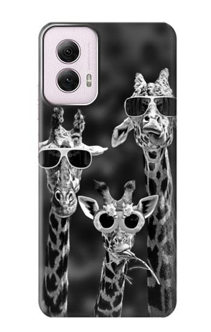 W2327 Giraffes With Sunglasses Hard Case and Leather Flip Case For Motorola Moto G Power 5G (2024)