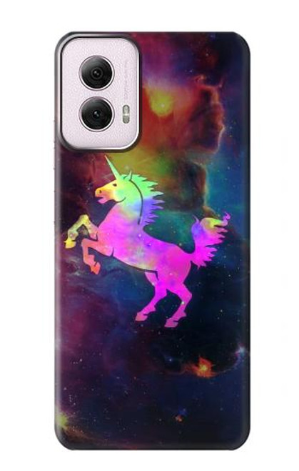 W2486 Rainbow Unicorn Nebula Space Hard Case and Leather Flip Case For Motorola Moto G Power 5G (2024)