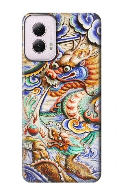 W2584 Traditional Chinese Dragon Art Hard Case and Leather Flip Case For Motorola Moto G Power 5G (2024)