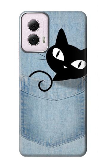 W2641 Pocket Black Cat Hard Case and Leather Flip Case For Motorola Moto G Power 5G (2024)