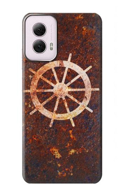 W2766 Ship Wheel Rusty Texture Hard Case and Leather Flip Case For Motorola Moto G Power 5G (2024)