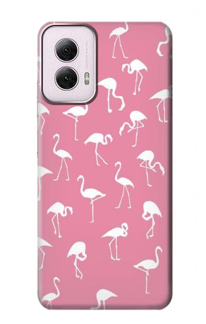 W2858 Pink Flamingo Pattern Hard Case and Leather Flip Case For Motorola Moto G Power 5G (2024)