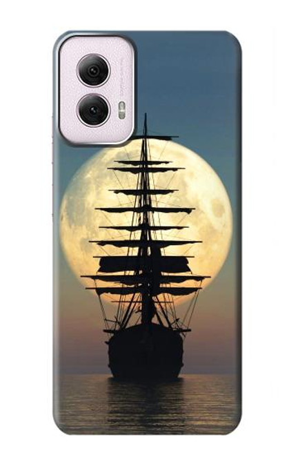 W2897 Pirate Ship Moon Night Hard Case and Leather Flip Case For Motorola Moto G Power 5G (2024)