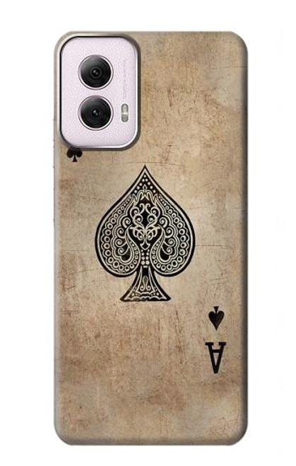 W2928 Vintage Spades Ace Card Hard Case and Leather Flip Case For Motorola Moto G Power 5G (2024)