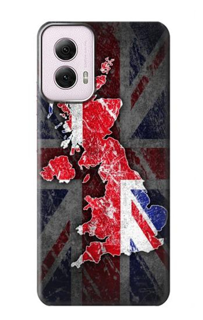 W2936 UK British Flag Map Hard Case and Leather Flip Case For Motorola Moto G Power 5G (2024)